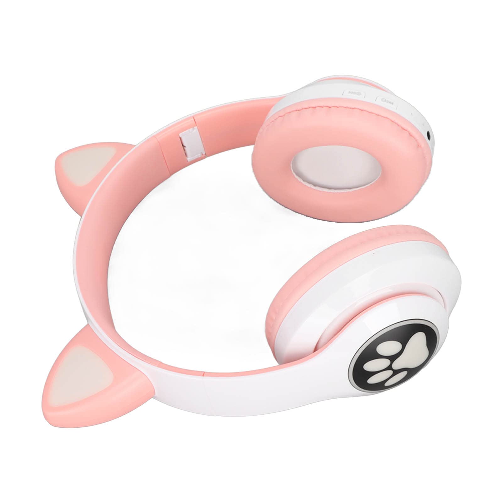 Pomya YYOYY Earphone, Cat Ear Appearance Kids Headset, Bluetooth 5.0 Glowing Music Headphone, Foldable Kids Headphone Supports MP3, WAV Format (and White)