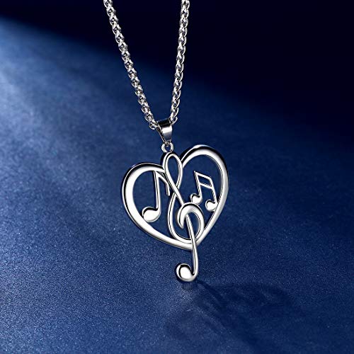 beautlace Women's Musical Note Necklace Silver/18K Gold Black Gun Plated Treble Clef Music Note Jewelry Gifts for Music Lover3