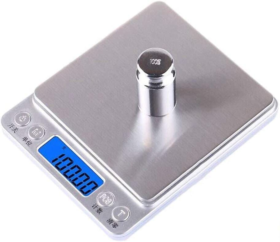 Balanza de Cocina, electrónica, para Alimentos de 3 kg con Panel Grande de 10,6 * 12,7 cm, de Acero Inoxidable, con precisión de 0,01 g y 4 Unidades de balanza Digital.,