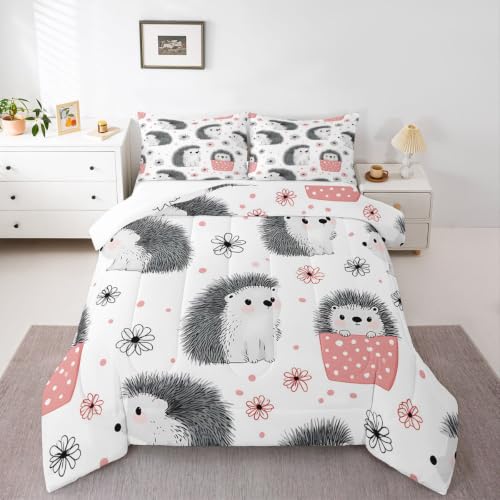 Image of Feelyou Hedgehog Bedding Set Toddler Size Bedding Set for Girls Teens