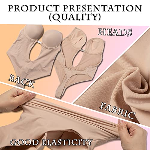 Backless Shapewear for Women Tummy Control Backless Body Shaper Plus Size Thong Shapewear Bodysuit with Built-in Bra4