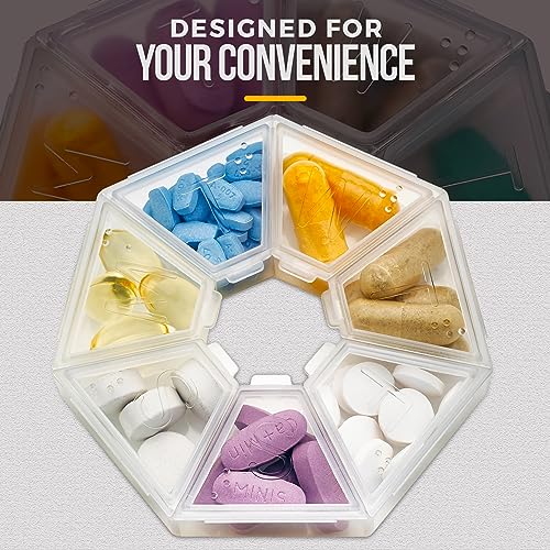 Image of MEDca Weekly Pill Organizer Clear 7-Sided Pill Reminder, Hexagon Shaped, Case of 100