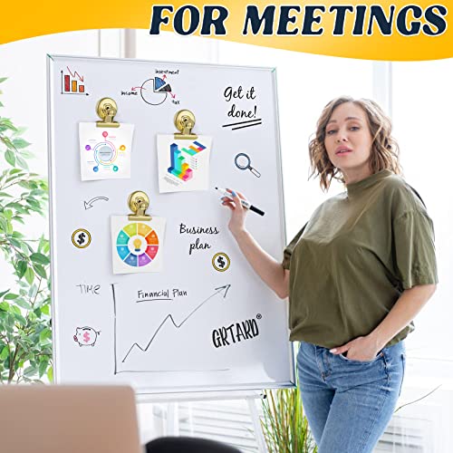 GRTARD 12Pack Magnetic Clips with Anti-Scratch Sticky Pads, Strong Heavy Duty Fridge Magnets Clip, Whiteboard Magnets with Clips, Non-Scratch Metal Magnetic Clip for Refrigerator, Whiteboard