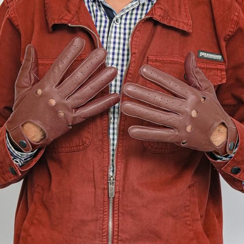 Image of M&H Since 1978 Driving Gloves for Men - Mens Leather Car Gloves