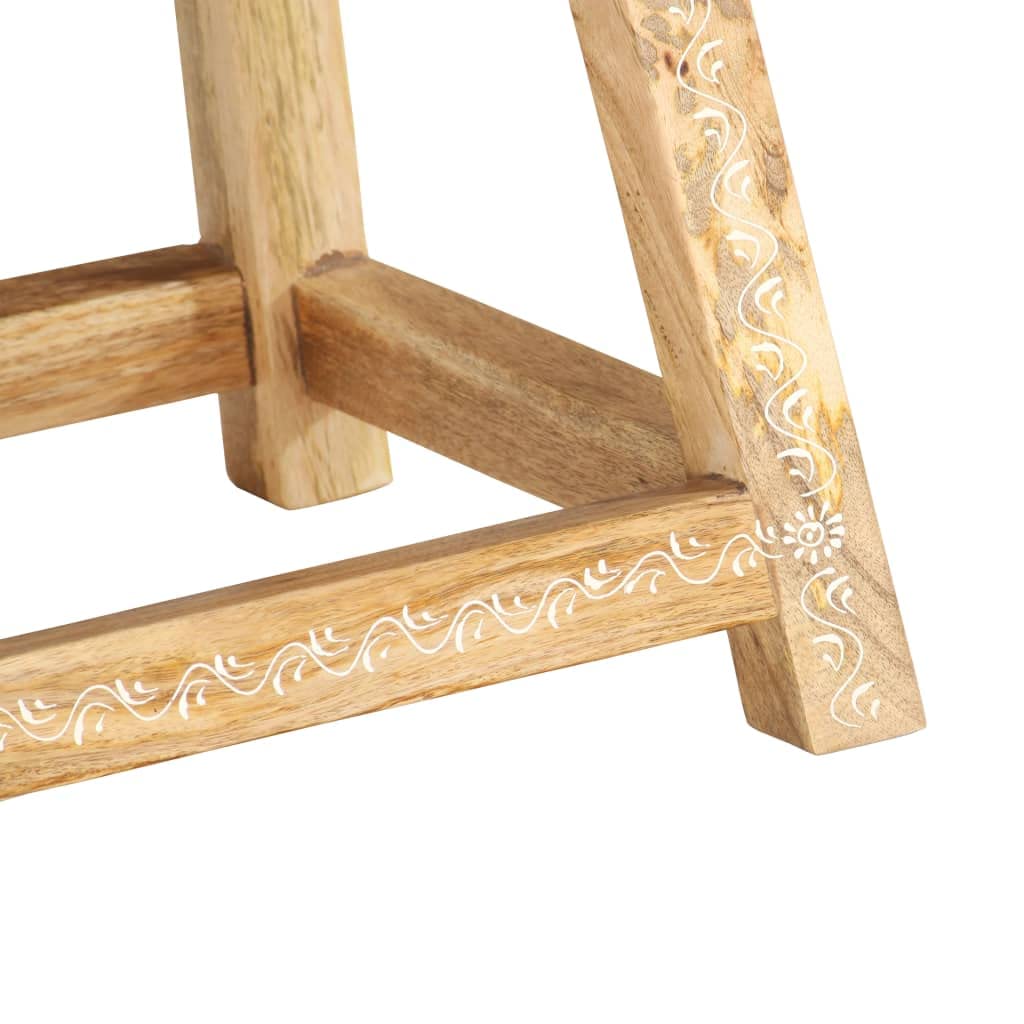 Sgabello dipinto a mano in legno di mango massiccio, 38 x 38 x 35 cm, robusto e durevole, design retrò per studio, caffè, cucina, sala da pranzo, bancone, bistrot e isola di cucina