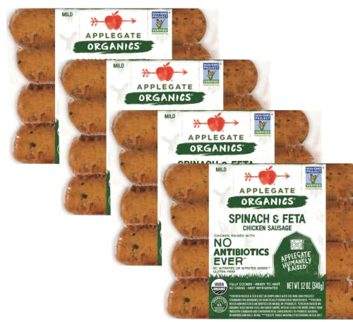 Applegate Organic Spinach Feta Sausage - Ready Set Gourmet Donate a Meal Program 12 oz Each (4 Pack)