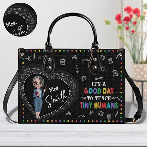 Bolso personalizado de cuero para docente miniatura 3