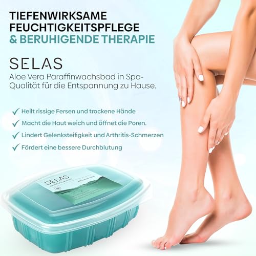 Paraffinwachs mit Aloe Vera 1.300ml (980g) Selas .Paraffinbad für therapeutische und ästhetische Behandlungen von Händen und Füßen. Paraffintherapie, feuchtigkeitsspendend.
