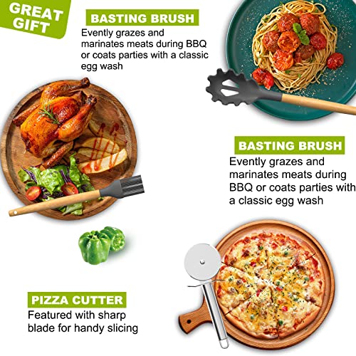 Umite-Chef-36pcs-Silicone-Kitchen-Cooking-Utensils-with-Holder-Heat-Resistant-Cooking-Utensils-Sets-Wooden-Handle-Nonstick-Kitchen-Gadgets-Tools-Include-Spatula-Spoons-Turner-Pizza-CutterGrey Umite Chef 36pcs Silicone Kitchen Cooking Utensils with Holder Heat Resistant Cooking Utensils Sets Wooden Handle Nonstick Kitchen Gadgets Tools Include Spatula Spoons Turner Pizza CutterGrey