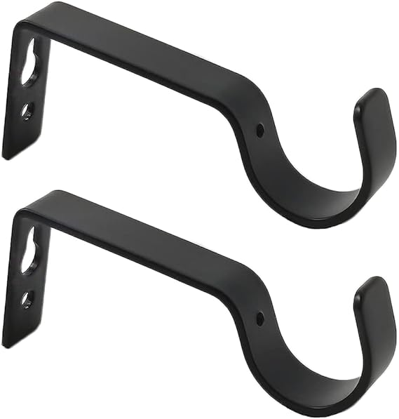[Pack of 2]Metal Curtain Pole Brackets with Wall Plug Screws, Premium