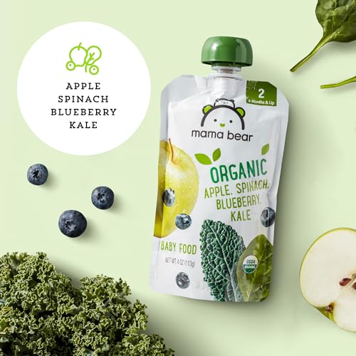 Amazon Brand - Mama Bear Organic Baby Food, Stage 2, Apple, Spinach, Blueberry, Kale, 4 ounce (Pack of 12) - Image 4