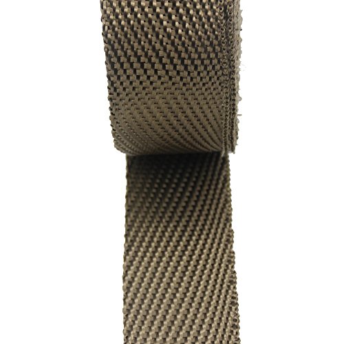 Image of LEDAUT 2 inchx 50' Twill Weave Motorcycle ATV Titanium Exhaust Heat Shield Wrap with 11.8 inch Locking Ties (Pack of 15)