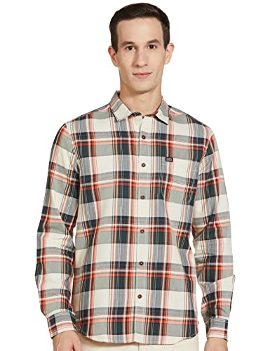 Image of THE INDIAN GARAGE CO Men Slim Fit Checkered Full Sleeves Cutaway Collar Cotton Casual Shirt