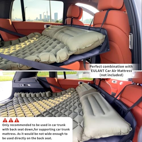 EULANT Auto Rücksitz Brücke, Stützen Sie die Camping Luftmatratze des Autostiefels & Verlängert die Rückbank zu Gibt Hunden Mehr Platz,Für die meisten Autos, SUV, MPV