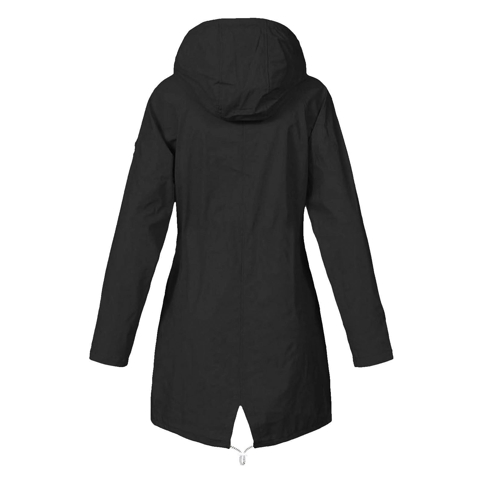 Genérico Impermeable Mujer,Chaqueta Impermeable Larga Y Ligera con Capucha Y Rayas Anorak Elegante para Cualquier Clima