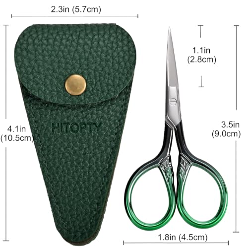 Image of Small Sharp Scissors for Women Men Eyebrow Hair Beauty Grooming | All Purpose Tiny Travel Kit, for Beard, Moustache, Eyelash, Sewing, Embroidery, Detail Thread Paper Cutting with PU Cover