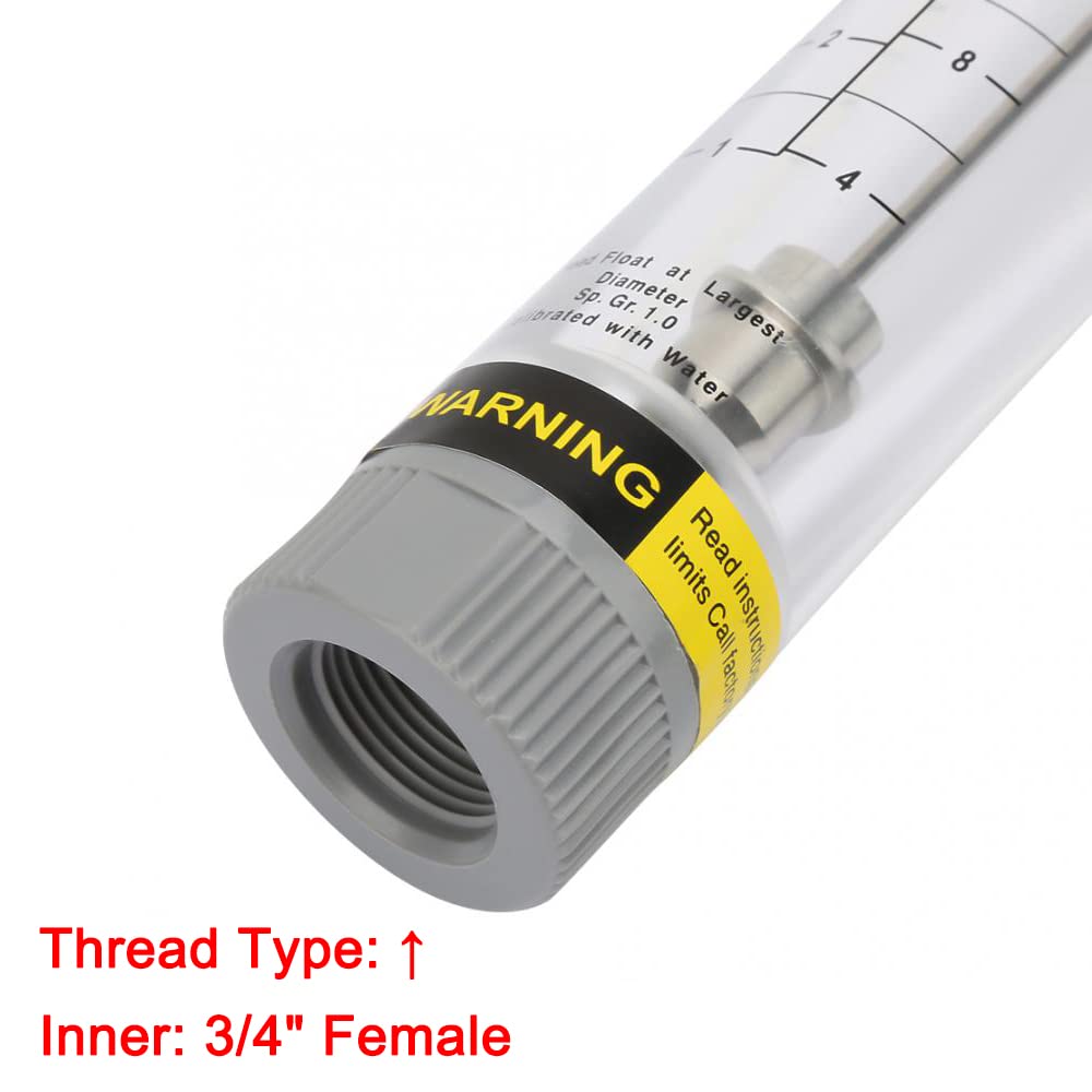 Flussometro a tubo, LZM-20G Misuratore di portata liquido acrilico trasparente, Flussometro ad alta precisione, 1-10 GPM e 4-40 LPM, filettatura interna da 3/4 "