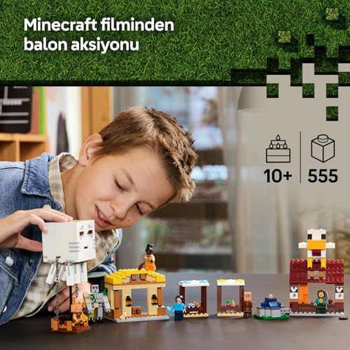 LEGO Minecraft Hortlak Balon Köy Saldırısı 21273-10 Yaş ve Üzeri Çocuklar için Steve, Dawn, Piglin ve Duruşu Ayarlanabilir Demir Golem Minifigürleri İçeren Yaratıcı Oyuncak Yapım Seti (555 Parça)