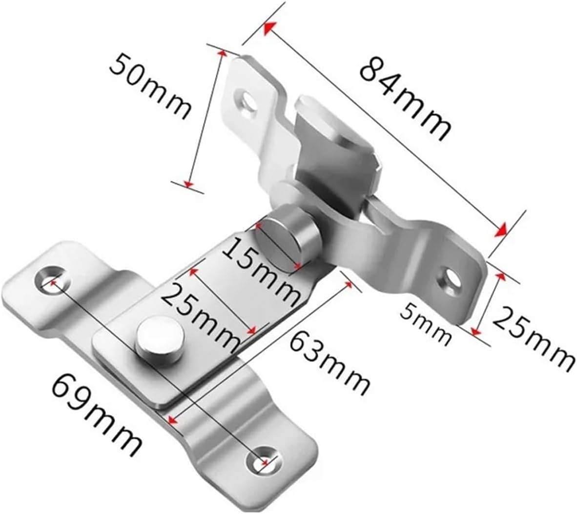 Household Door Latch Sliding Door Lock Buckle Drilling Door Hardware Accessories(G)