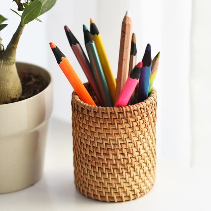 Boîte de rangement en rotin faite main pour bureau élégant