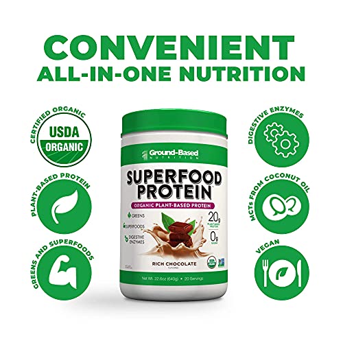 Superfood Protein, Plant-Based Protein Powder – Superfood + Greens For Immune Support – Lean, Organic, Vegan, Keto, Paleo, Lactose-Free, No Sugar, Low Calorie Protein #TOP7