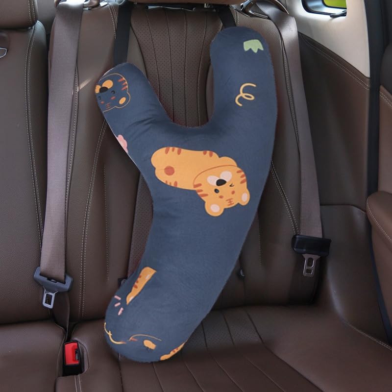 Image of SIQITECHNO Car Travel Pillow H-Shape Seat Pillow Kids Adults Soft Neck Pillow Breathable Head and Body Support Pillow Car Aircraft Sleeping Cushion for Long Journey Road Trip