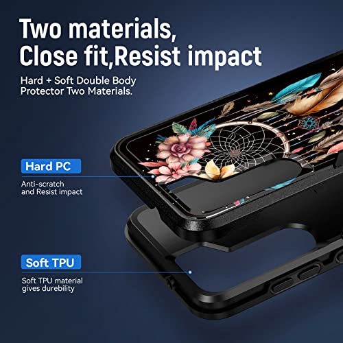 JHYYTUJTYP for Galaxy S23 Plus Case,[Military Grade Drop Tested] Heavy-Duty Tough Rugged Shockproof Protective Case for Samsung Galaxy S23 Plus 6.6" 2023,Dream Catcher Flower - image 2