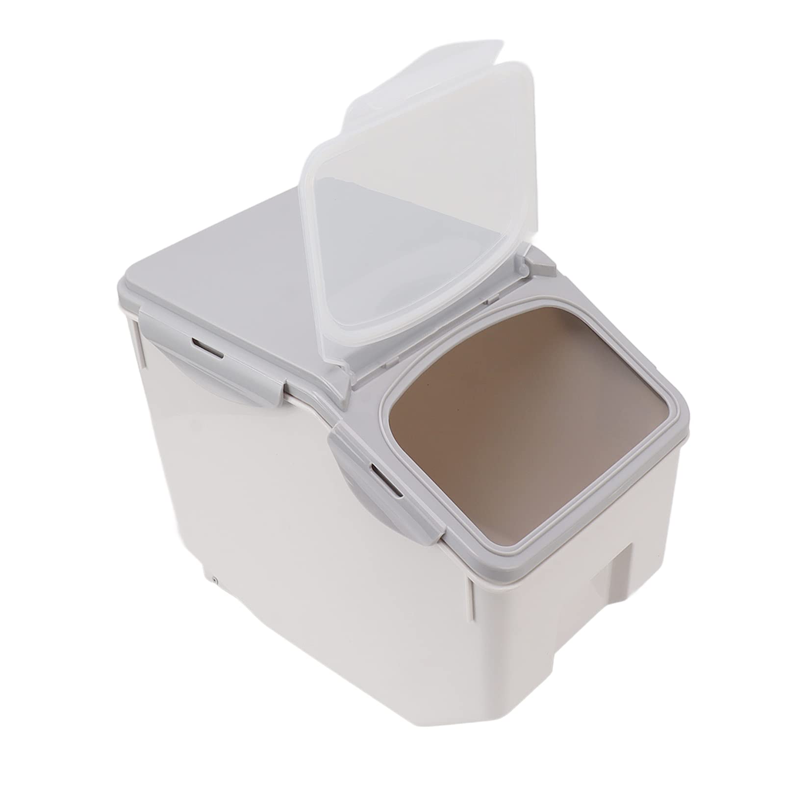 FTVOGUE Grande Contenitore Ermetico per Alimenti, Dispenser per Riso da 20 Libbre, con Coperchio Sigillato e Misurino, per Dispensa da, Alimenti Secchi, Cereali, Fagioli (Grigio 15 kg)