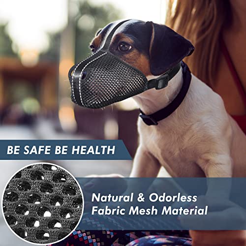 Pzrlit Dog Muzzle For Small Medium Large Dogs, Durable Air Mesh Fabric Soft Dog Mouth Guard, Breathable Drinkable With Adjustable Straps & Buckle, No Bit Bark & Chew (Medium) #TOP3
