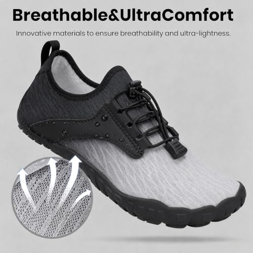 Image of Barefoot Water Shoes for Men Women 2026 Quick Dry Athletic Shoes Non-Slip Wide Toe Aqua Footwear Beach Swim Hiking Kayaking Yoga Outdoor Sport