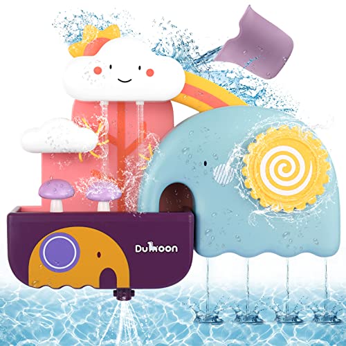 WolinTek Jouet de Bain, Jouets de Bain pour Bébé,Jouet pour Le Bain avec Tasse avec Bateau Bain Jeux de Bain pour bébés,Jouets de Bain pour Enfants à Partir de 18 Mois, Cadeaux pour Bébés