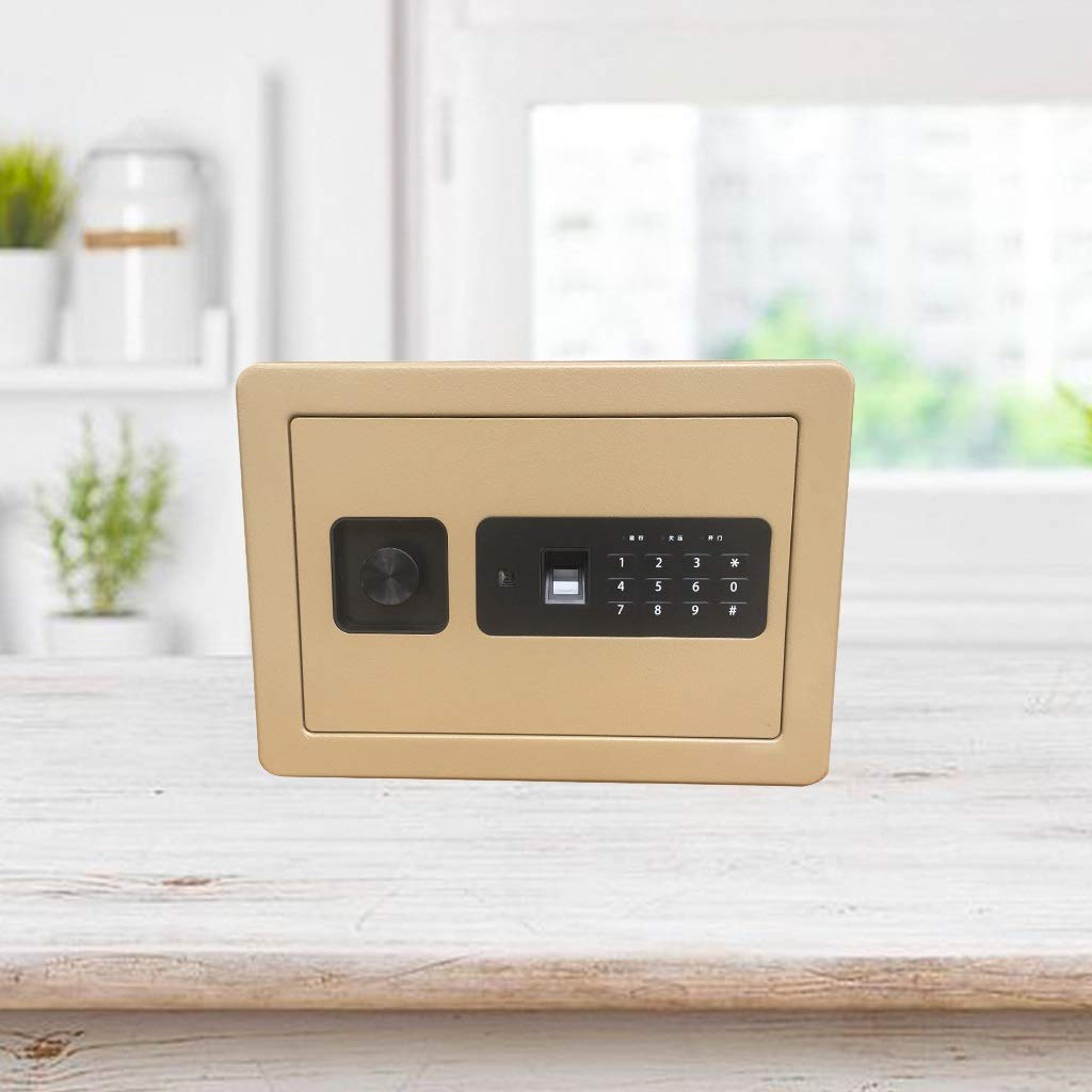 RLKHXBS Caja de Seguridad Safes Fireproof Digital Alarma incorporada Box de Dinero de Doble pisado Moneda Caja de Almacenamiento en Efectivo Gold35 * 25 * 25cm Safox