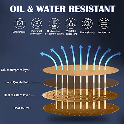 OLZYA 100 Öl Backpapier Friteuse Antihaft Hitzebeständig Heißluftfritteuse Ofen Papier, Backpapier Für Heißluftfritteuse Eckig (20Cm), 100 Stück Airfryer Backpapier EIN – Bild 5