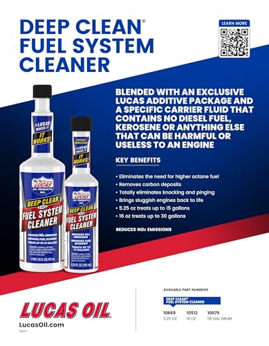 Image of Lucas Oil 10512-12PK Deep Clean Fuel System Cleaner - 16 oz., (Case of 12)