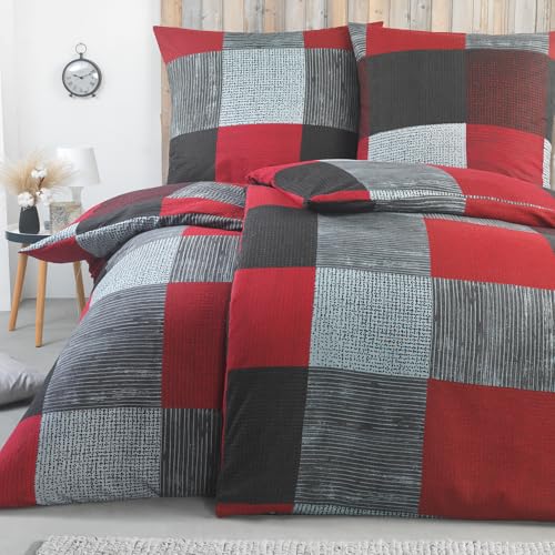 BaSaTex Feinbiber Winter Bettwäsche warme und kuschelige Bettgarnitur und Kissenbezug 4teilig 2X...