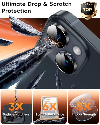 Image of TOCOL Camera Lens Protector for iPhone 13 / iPhone 13 Mini Tempered Glass HD Individual Scratch Resistant Camera Cover Accessories Case Friendly 2 Pack(Black)