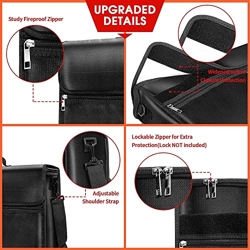 Fireproof Document Bags X-Large 17"X12"X 6”, Two Pockets Fireproof Box [Thermal Insulated], Full Opening Design Fireproof And Waterproof Document Bag, Fireproof Bag For Cash And Important Documents #TOP6