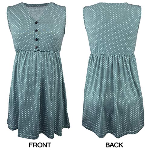 Prettylife Womens Printed Maternity Tank Tops Button Down Loose Fit Sleeveless Breastfeeding Shirt (Green Polka Dot, X-Large) #TOP5