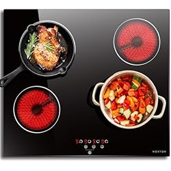 Vitrocerámica Aspes Ideal 4 Fuegos NOXTON Placa vitroceramica 4 fuegos,9 niveles de potencia, Temporizador de 1 a 90 minutos, Bloqueo para niños, Protección contra sobrecalentamiento, Apagado automático