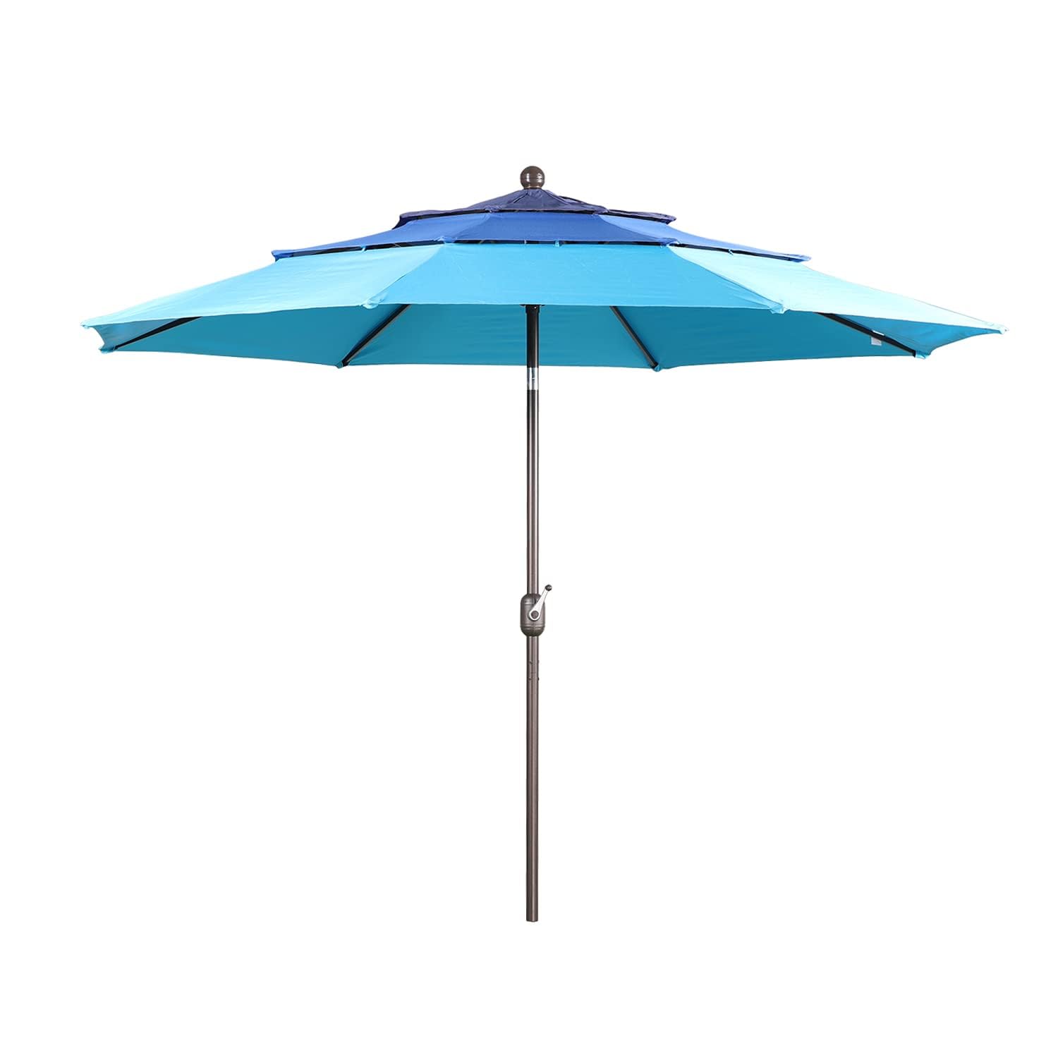 COWVIE 3m 3-Tier Patio Parasol, Outdoor Table Sun Shade Umbrella, Beach Umbrella with Tilt Adjustment