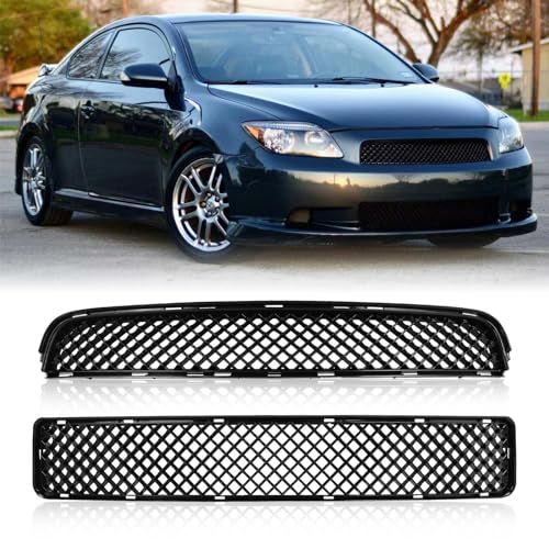 YLT AUTO Front Bumper Guard Grille Fit 2005-2010 for Scion Tc Smt10600 Honeycomb Front Air Intake Black Radiator Replacement Guard 2 Pieces Upper and Lower Grill Smt10600