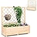 HOMASIS Pflanzkübel mit Rankgitter, Blumenkasten mit Spalier, Pflanzkasten aus Massivholz, Hochbeet Pflanzgefäß Rankkasten Gartenspalier Rankhilfe für Balkon, Garten, Terrasse, Natur (98x35x101cm)