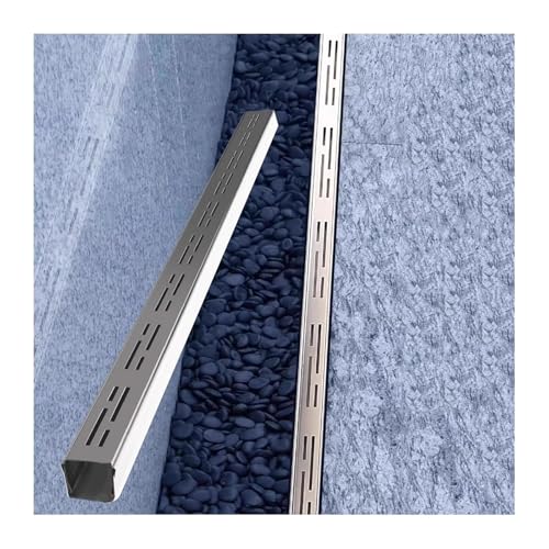 JINMLBO Stainless Steel Floor Drainage Trench, Outdoor Sidewalk Bath Floor Drainage Kit, Rectangular Drainage Trench for Indoor Outdoor Decor(100x8x5cm)