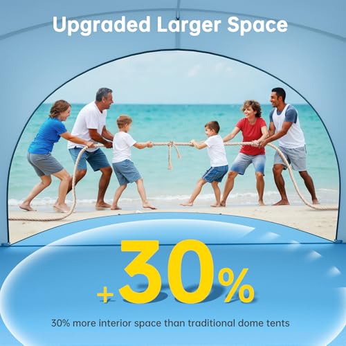 Image of Raynesys Beach Tent Sun Shelter, Sun Shelter for 1-6 Person, Beach Shade Tent, Beaches Shade with 2 Zippered Doors, Portable Tents for Camping Fishing, Blue