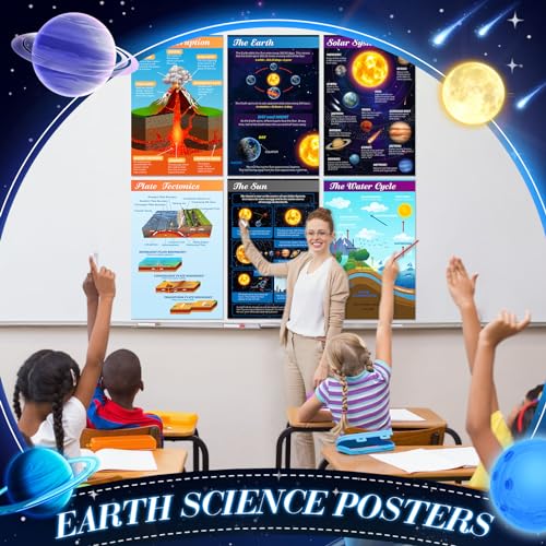 Pajean 12 Pcs Earth Science Classroom Decor 17x11 inch Earth Paper Poster Geography Learning Chart Environmental Science Wall Decor for Student Teacher Elementary Middle School Teaching Material Decor - Image 4