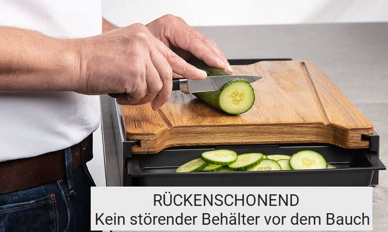 Eiche - Schneidebrett Mit 4 Auffangschalen Im Edelstahlkasten Inkl. Wechselbrett - Patentiertes Trennsystem - Made In Germany