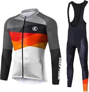 Maillot Ciclismo Hombre Invierno Manga Larga Conjunto + Pantalones Bicicleta Ropa Set Térmico Transpiración Deportes al Aire Libre