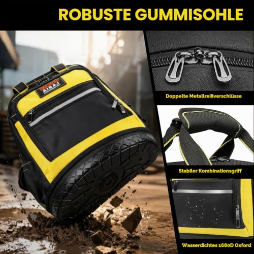 AIRAJ Werkzeugrucksack 43cm Mit Gummiboden, Robustes 1680D – Ansicht 5