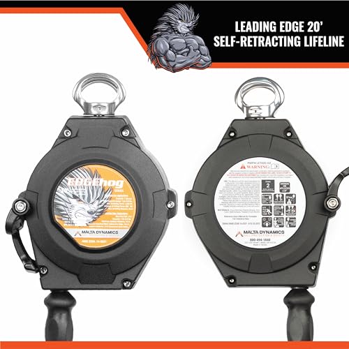 Image of Malta Dynamics Edgehog Self Retracting Lifeline - 20' Leading Edge Fall Protection Yoyo Cable, Class 2 Retractable Lanyard with Quick-Action Brake, OSHA and ANSI Compliant Safety Lanyard