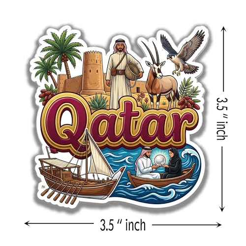 Image of Qatar Fridge Magnet - Premium Engineered Wood, Glossy Finish, HD Print, Precision Laser-Cut Travel Souvenir Gift, Durable Decorative Refrigerator Magnet